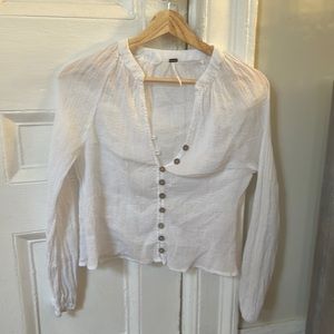 White long sleeve free people blouse